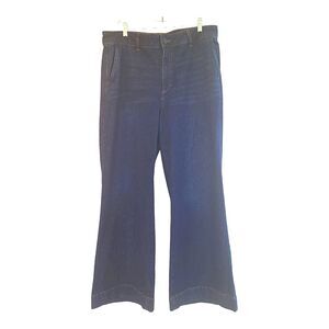 Liz Claiborne Wide Leg Trouser Jeans Size 14 Dark Wash Wash High Rise Stretch